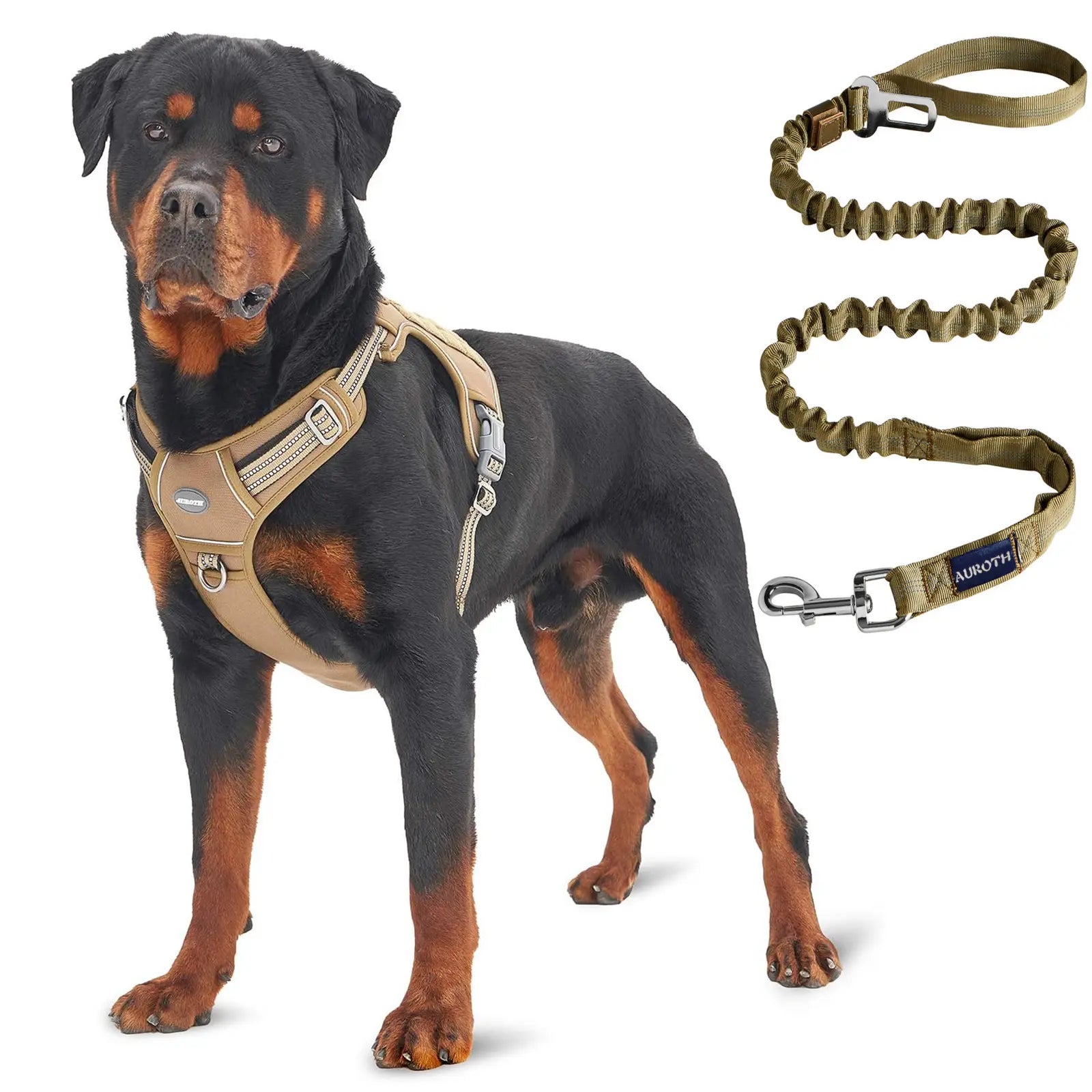 Auroth Tactical Dog Harness with 6 FT Tan Heavy Duty Dog Leash for Smallto Large Breed Dogs, No Pulling Reflective Dog Training Vest Camo