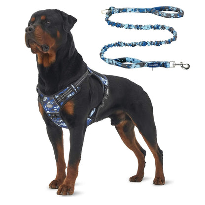 Auroth Tactical Dog Harness with 6 FT Tan Heavy Duty Dog Leash for Smallto Large Breed Dogs, No Pulling Reflective Dog Training Vest Camo