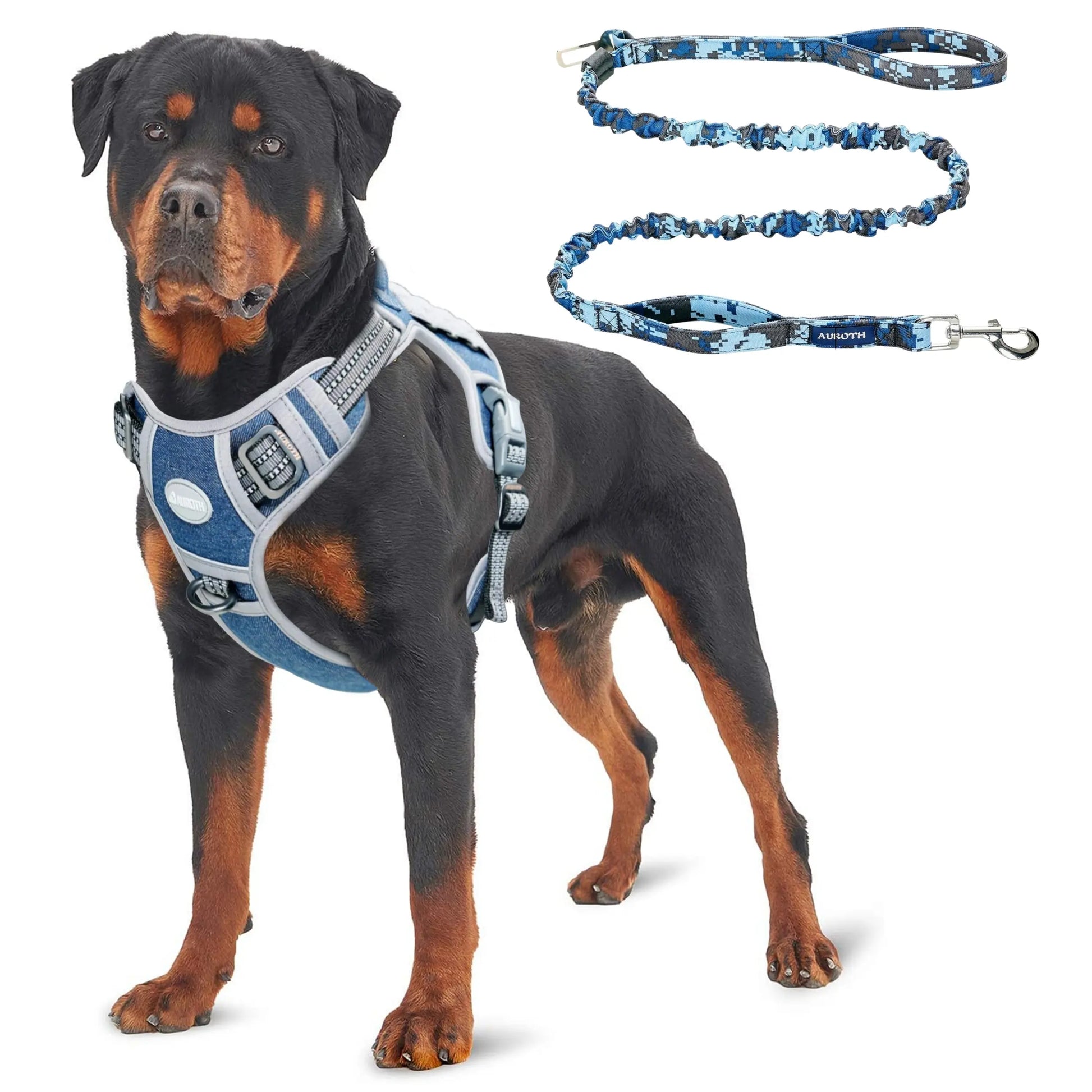 Auroth Tactical Dog Harness with 6 FT Tan Heavy Duty Dog Leash for Smallto Large Breed Dogs, No Pulling Reflective Dog Training Vest Camo