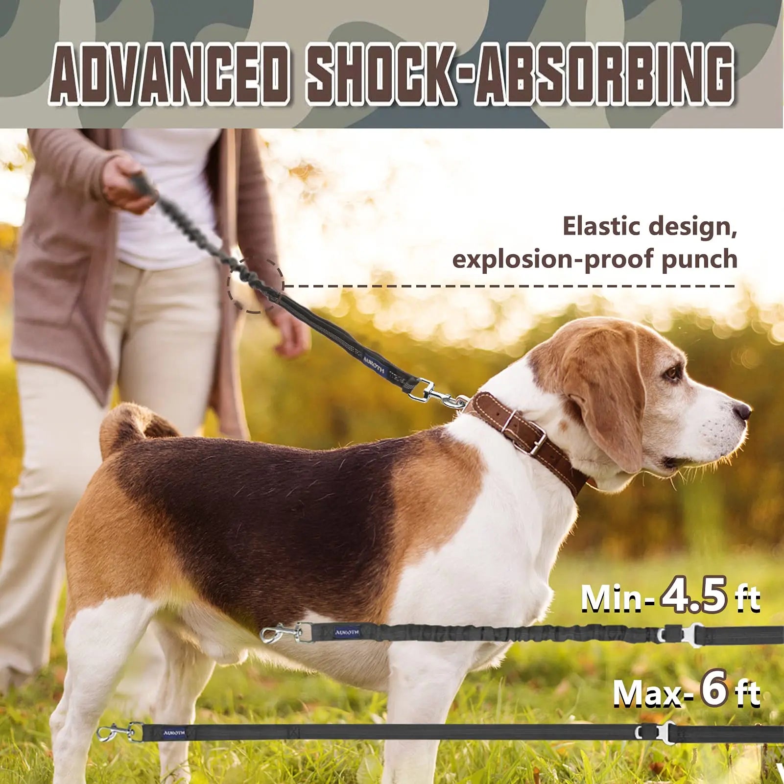 Auroth Tactical Dog Harness with 6 FT Tan Heavy Duty Dog Leash for Smallto Large Breed Dogs, No Pulling Reflective Dog Training Vest Camo