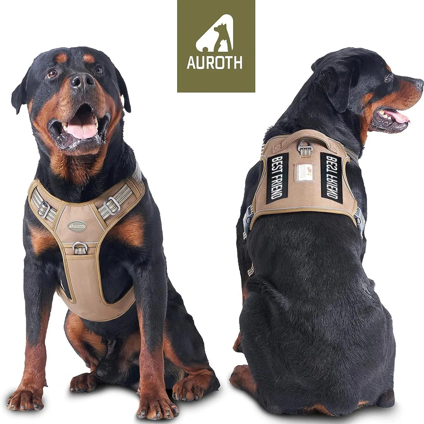 Auroth Tactical Dog Harness with 6 FT Tan Heavy Duty Dog Leash for Smallto Large Breed Dogs, No Pulling Reflective Dog Training Vest Camo