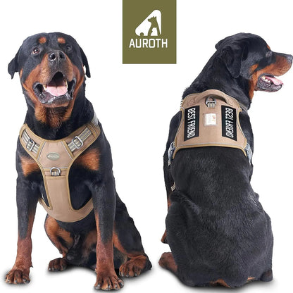 Auroth Tactical Dog Harness with 6 FT Tan Heavy Duty Dog Leash for Smallto Large Breed Dogs, No Pulling Reflective Dog Training Vest Camo