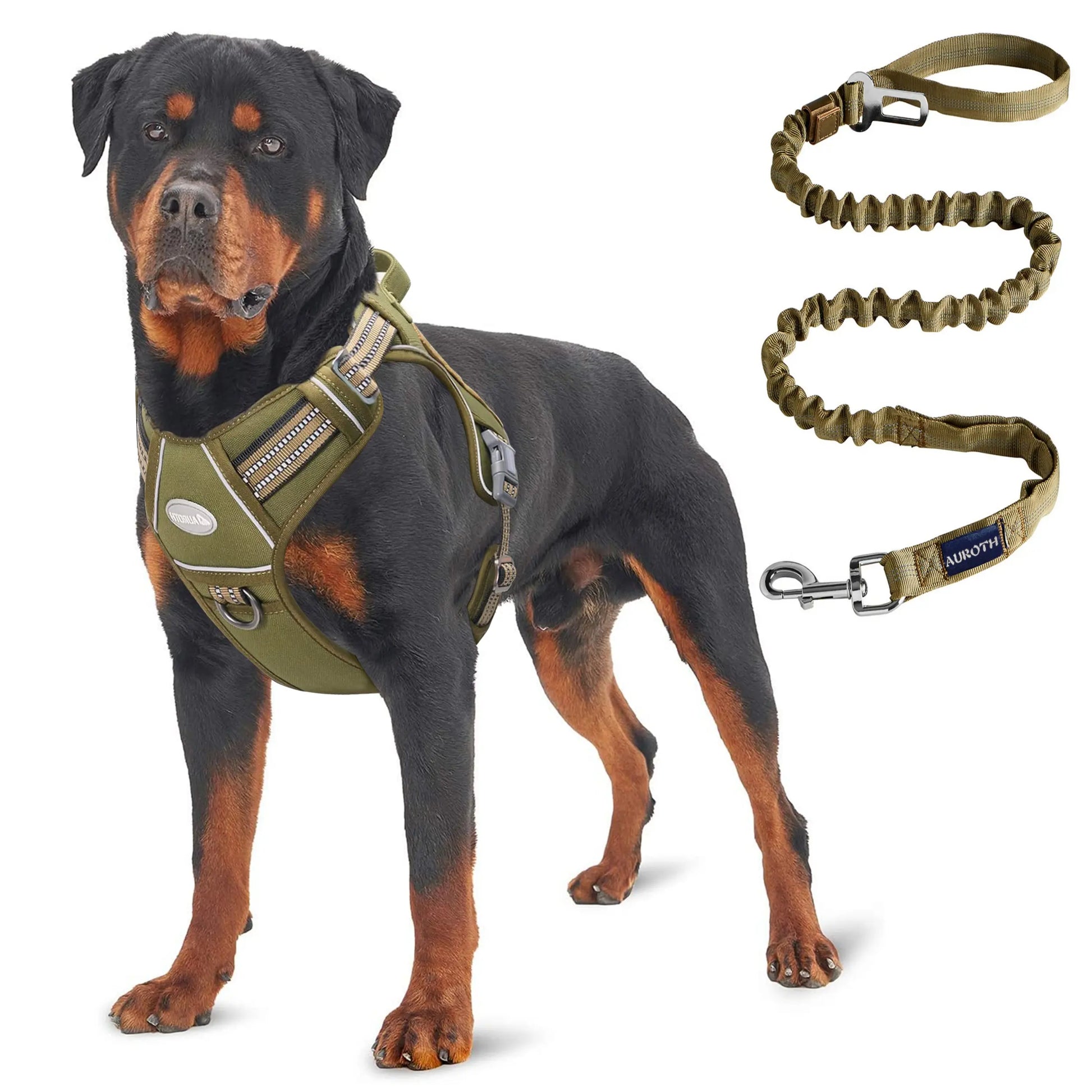 Auroth Tactical Dog Harness with 6 FT Tan Heavy Duty Dog Leash for Smallto Large Breed Dogs, No Pulling Reflective Dog Training Vest Camo