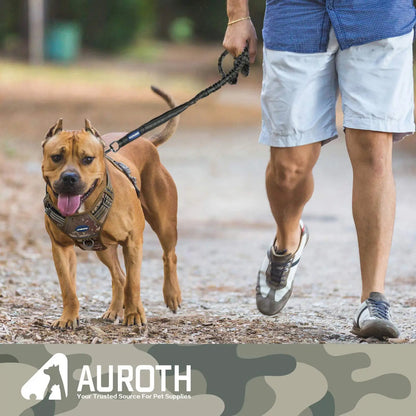 Auroth Tactical Dog Harness with 6 FT Tan Heavy Duty Dog Leash for Smallto Large Breed Dogs, No Pulling Reflective Dog Training Vest Camo