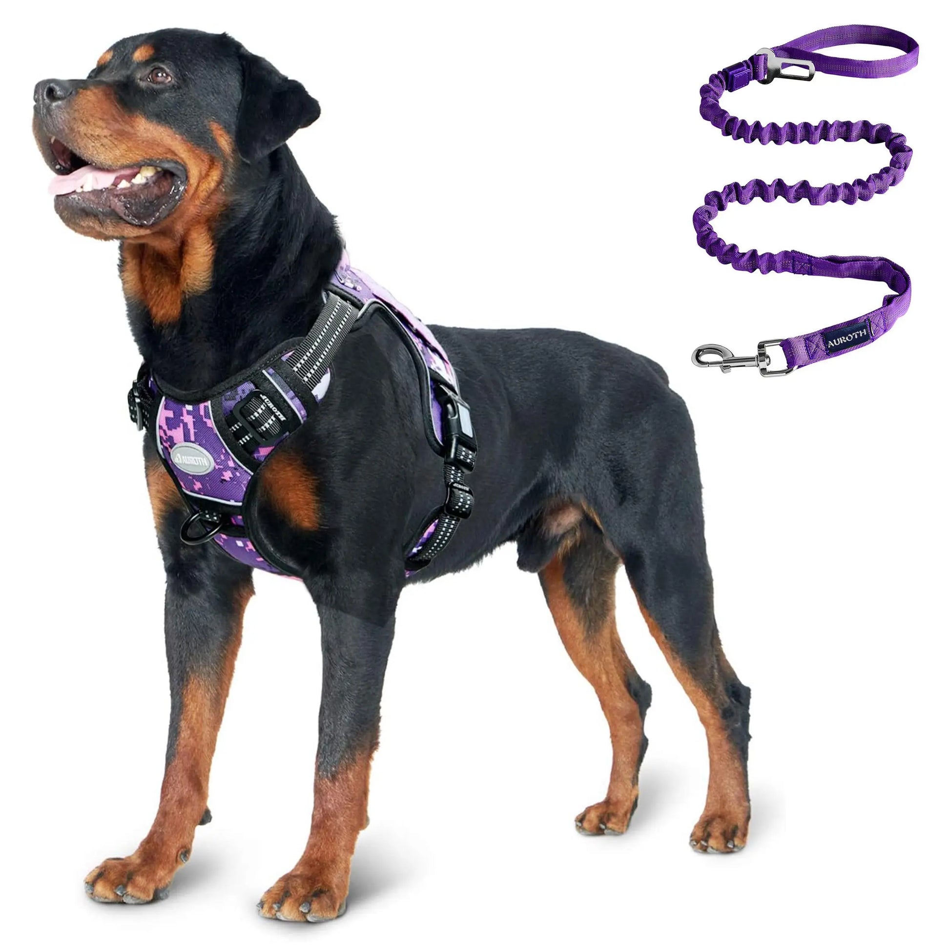 Auroth Tactical Dog Harness with 6 FT Tan Heavy Duty Dog Leash for Smallto Large Breed Dogs, No Pulling Reflective Dog Training Vest Camo