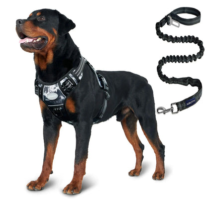 Auroth Tactical Dog Harness with 6 FT Tan Heavy Duty Dog Leash for Smallto Large Breed Dogs, No Pulling Reflective Dog Training Vest Camo